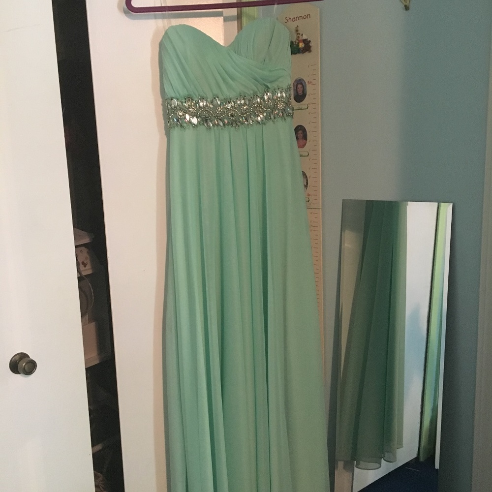 Sequin~Hearts Teal Prom Dress